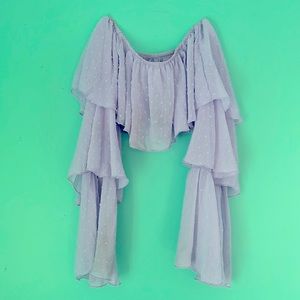 Lavender Long Sleeve Flowy Crop Top